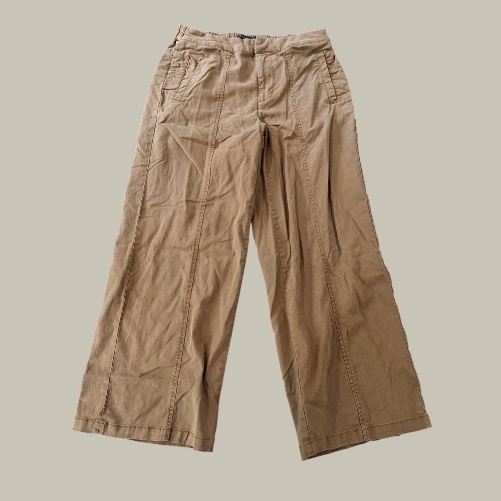 Liverpool Wide Leg Pants Womens 6/28 Brown Cropped Elastic Waist Casual 2182